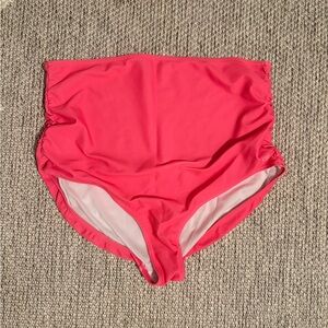 Albion Fit Ruched-Side High-Waisted Pink Bikini Bottom size XL